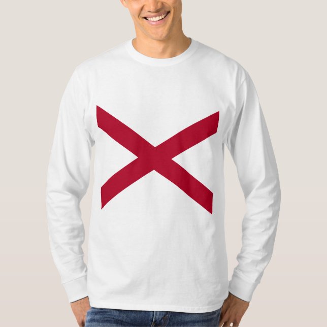 Staten Alabama Flagga T Shirt (Framsida)