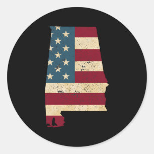 Staten Alabama Patriotic USA flagga för Runt Klistermärke
