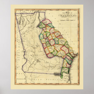 Staten Georgien Karta (cirka 1810) Poster