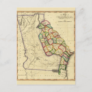 Staten Georgien Karta (cirka 1810) Vykort