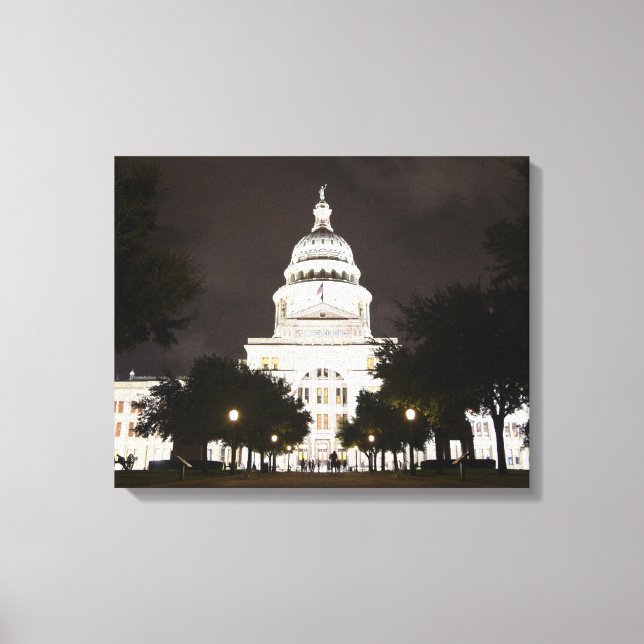 Staten Huvudstad i Austin, Texas i natt Canvastryck (Framsida)