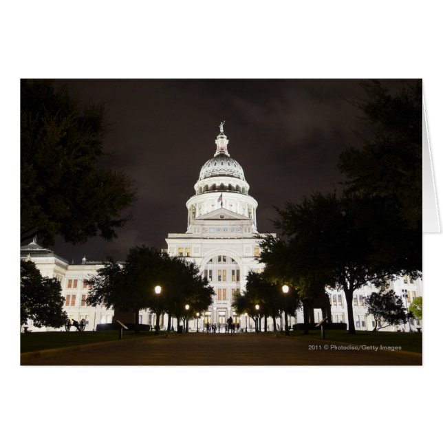 Staten Huvudstad i Austin, Texas i natt Hälsningskort (Framsidan Horizontal)