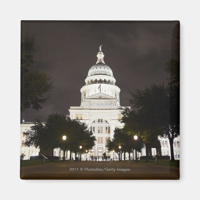 Staten Huvudstad i Austin, Texas i natt Magnet (Framsidan)