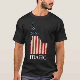 Staten Idaho Karta, Amerikanska Flagga 4 juli Prid T Shirt