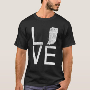 Staten Indiana Kärlek Karta Indiana Fläkt T Shirt
