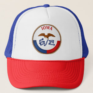 Staten Iowa Flagga Seal Truckerkeps