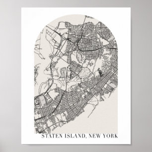 Staten Island New York Boho Arch Street Karta Poster