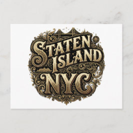 Staten Island New York City färjebro guldkonst Vykort