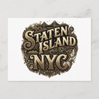 Staten Island New York City färjebro guldkonst Vykort