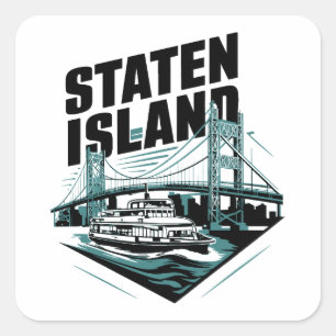 Staten Island New York Ferry Fyrkantigt Klistermärke