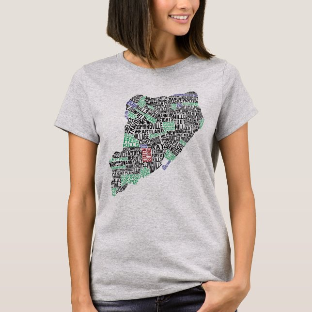 Staten Island NY Typography Karta Tee (Framsida)