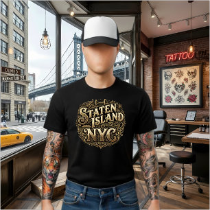 Staten Island NYC utsmyckad gul färja bro konst T Shirt
