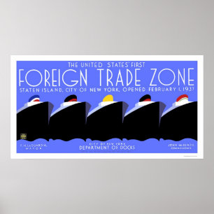 Staten Island Trade Zon 1937 WPA Poster