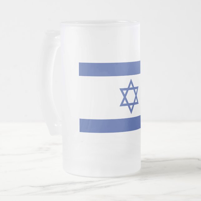 Staten Israel Flagga, stjärnan av David Judaism ju Frostat Ölglas (Framsida vänster)