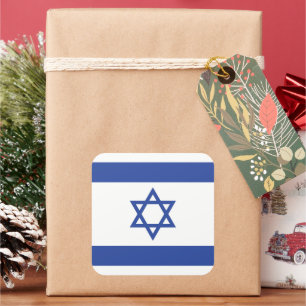 Staten Israel Flagga, stjärnan av David Judaism ju Fyrkantigt Klistermärke