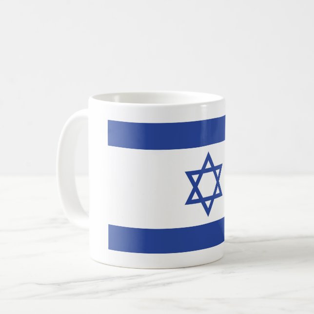 Staten Israel Flagga, stjärnan av David Judaism ju Kaffemugg (Framsida vänster)