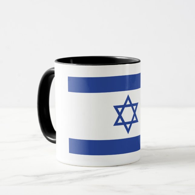 Staten Israel Flagga, stjärnan av David Judaism ju Mugg (Framsida vänster)