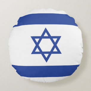 Staten Israel Flagga, stjärnan av David Judaism ju Rund Kudde