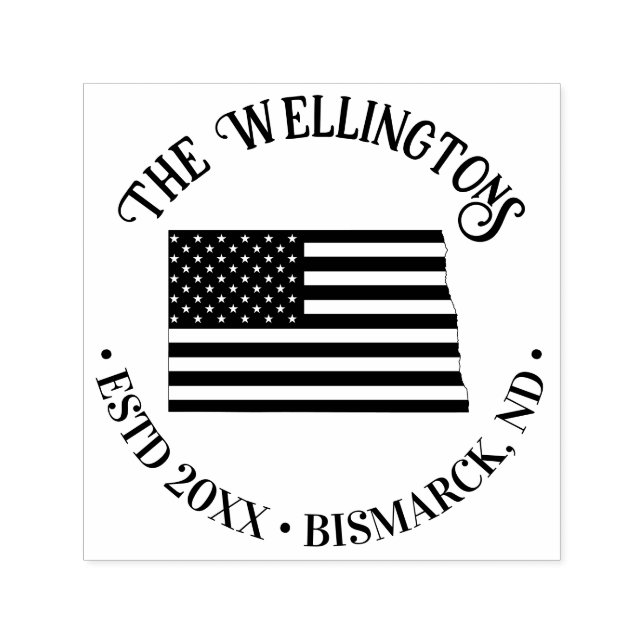 Staten Karta Stars Rand Family Namn Date Loc Självfärgande Stämpel (Design)