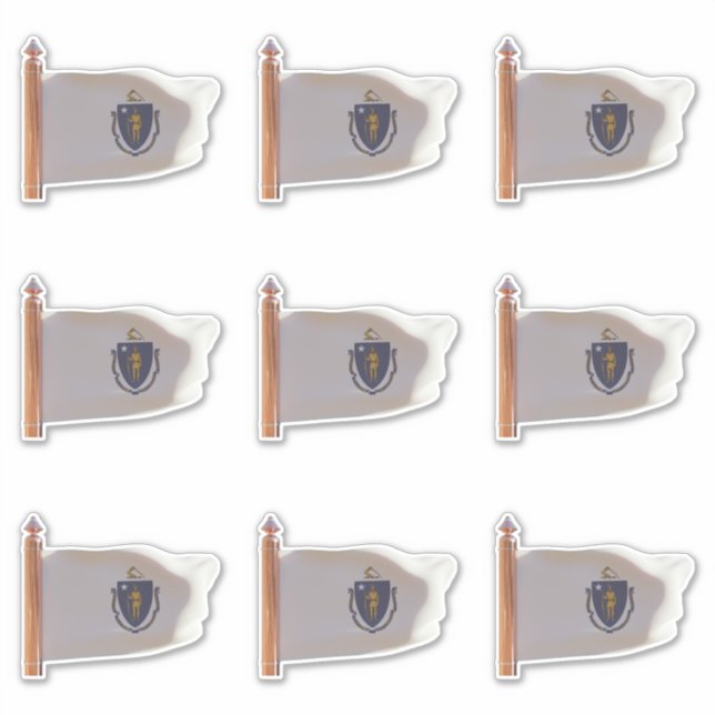 Staten Massachusetts Flagga Klistermärken (Framsida)