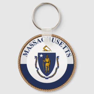 Staten Massachusetts Flagga Seal Nyckelring