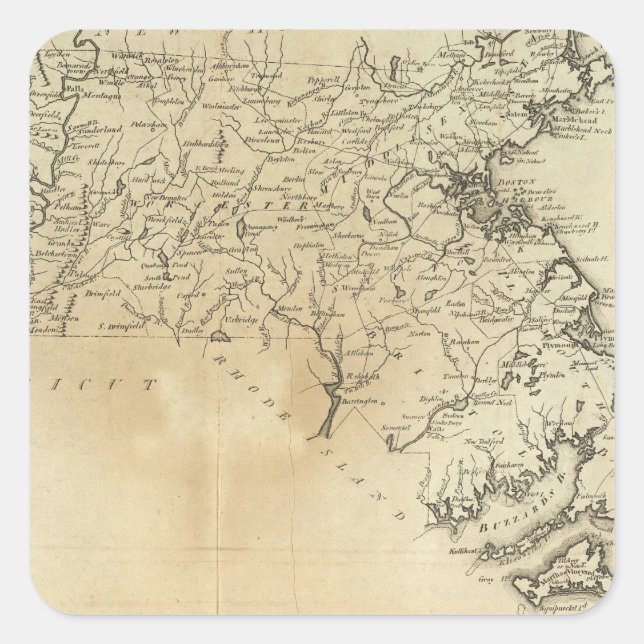 Staten Massachusetts Fyrkantigt Klistermärke (Framsida)