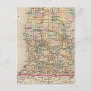 Staten Michigan Atlas Karta Vykort
