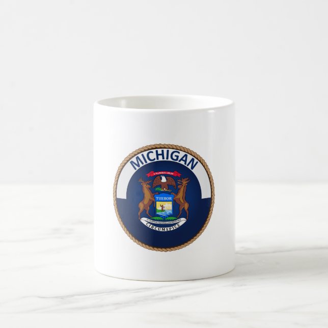 Staten Michigan Flagga Seal Kaffemugg (Center)