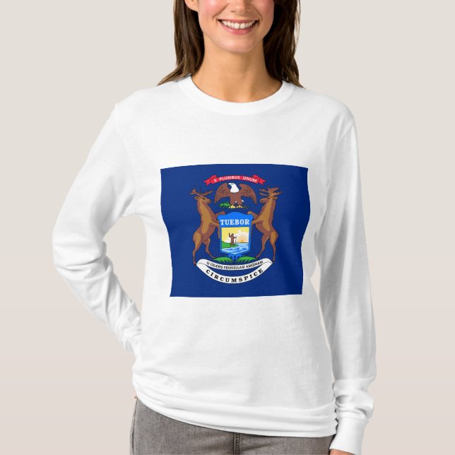 Staten Michigan Flagga T Shirt (Framsida)
