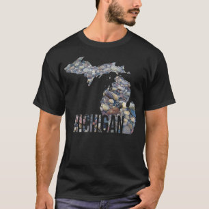 Staten Michigan Sten Beach Sjö MI Geologi T Shirt