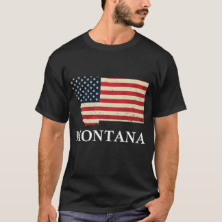 Staten Montana Karta Amerikanska Flagga 4 juli Pri T Shirt