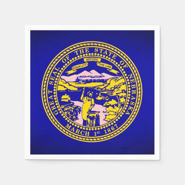 Staten Nebraska Flagga Pappra Party Napkins Pappersservett (Framsidan)