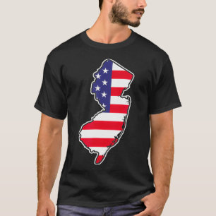 Staten new jersey USA flagga kontur Patriotic Amer T Shirt