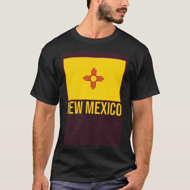 Staten New mexico Flagga Zia Symbol T Shirt (Framsida)