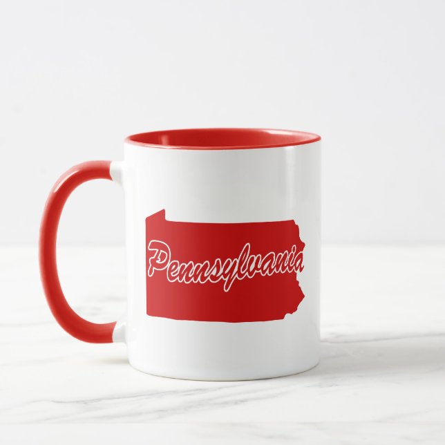 Staten Pennsylvania Shape Red Mugg (Vänster)