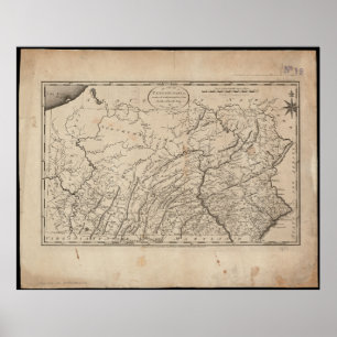 Staten Pennsylvania Vintage Karta Poster