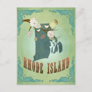 Staten rhode island Karta - Grönt Vykort