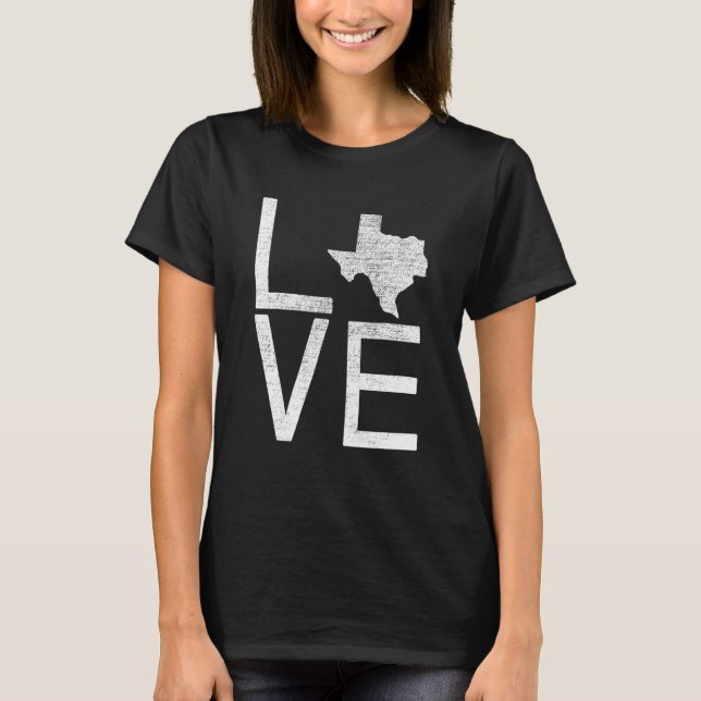 Staten Texas Kärlek Karta Texas i Fläkt T Shirt (Framsida)