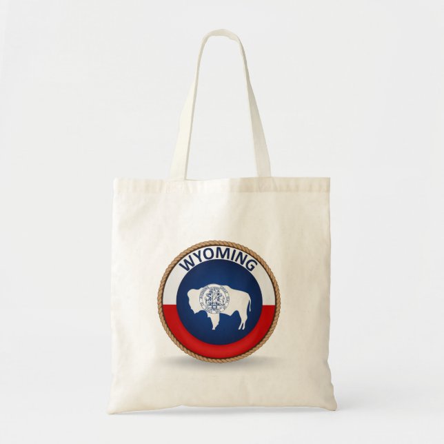 Staten Wyoming Flagga Seal Tote Bag Tygkasse (Framsidan)