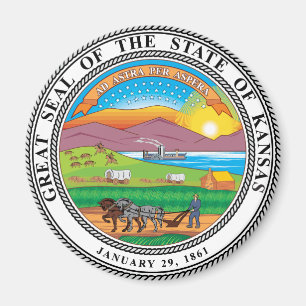 Statens Kansas Underbara sigill Magnet