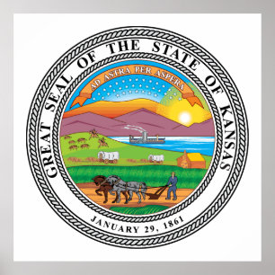 Statens Kansas Underbara sigill Poster