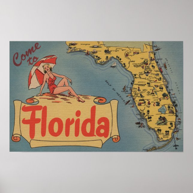 Statens kom i Florida Karta, Pin-Up Girl Poster (Framsidan)