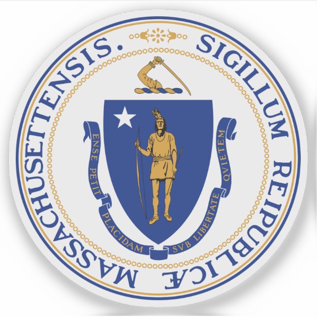 Statens stämpel i Massachusetts Klistermärken (Framsida)