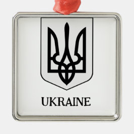 Statens vapen för Ukraina Minimalistisk konst Julgransprydnad Metall