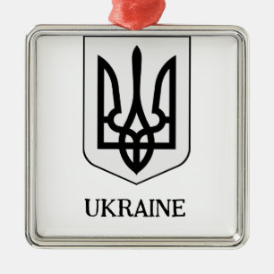 Statens vapen för Ukraina Minimalistisk konst Julgransprydnad Metall