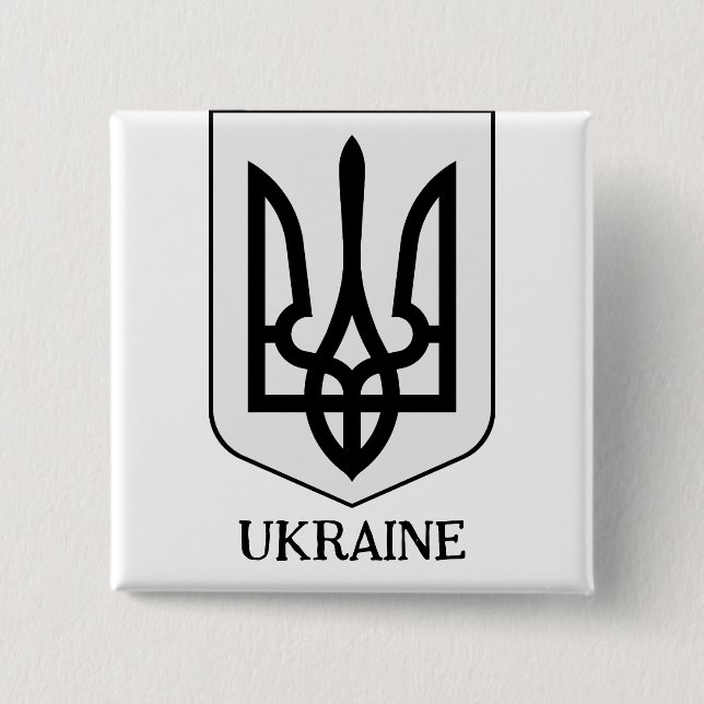 Statens vapen för Ukraina Minimalistisk konst Knapp (Framsida)