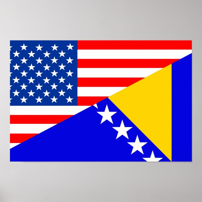 stater america bosnia herzehr halva flagga poster (Framsidan)