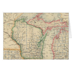 Stater av Michigan, Wisconsin och Iowa Hälsningskort