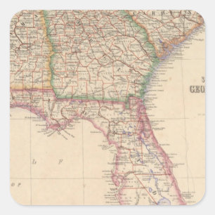 Stater av South Carolina, Georgia och Alabama Fyrkantigt Klistermärke