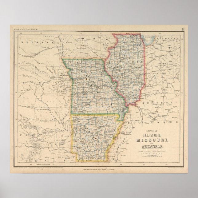 Stater i Illinois, Missouri och Arkansas Poster (Framsidan)